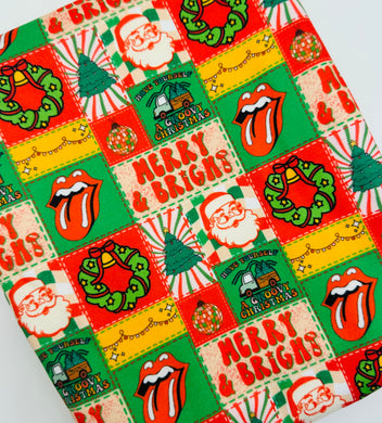 Ready to Ship DBP Merry & Bright Vintage Groovy Christmas Patchwork makes great bows, head wraps, bummies, and more.