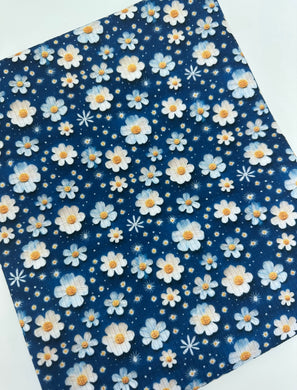 Ready to Ship Rib Knit 3D Daisy Midnight Summer Floral makes great bows, head wraps,  bummies, and more.