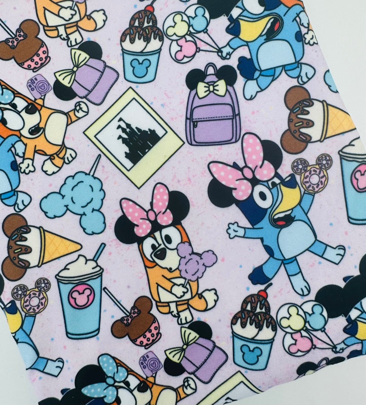 Bluey's Magical Kingdom Bullet, DBP, Rib Knit, Velvet, Cotton Like Knits + other fabrics