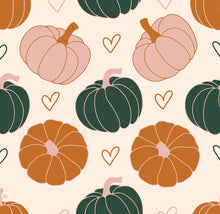 Load image into Gallery viewer, Made to Order Fall Pumpkin Heart Shapes Bullet, DBP, Rib Knit + other fabrics