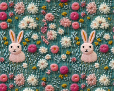 Faux 3D Teal Floral Bunny Bullet, DBP, Rib Knit, Velvet, Cotton Like Knits + other fabrics