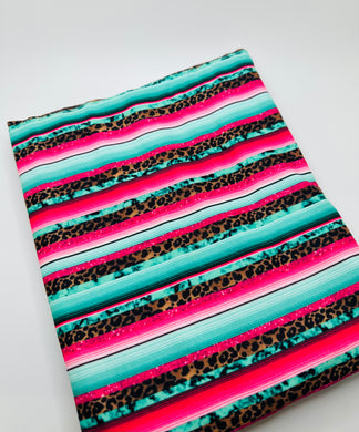 Ready to Ship DBP Fabric Leopard Jade Pink Stripes Shapes Animals makes great bows, head wraps, bummies, and more.