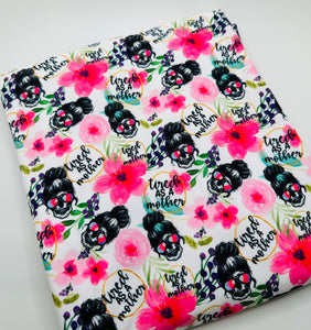 Ready to Ship DBP Fabric Tired as a Mother Title Floral makes great bows, head wraps, bummies, and more.