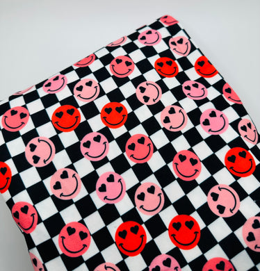 Ready to Ship DBP Retro Plaid Valentine Smiley Girl Face makes great bows, head wraps, bummies, and more.