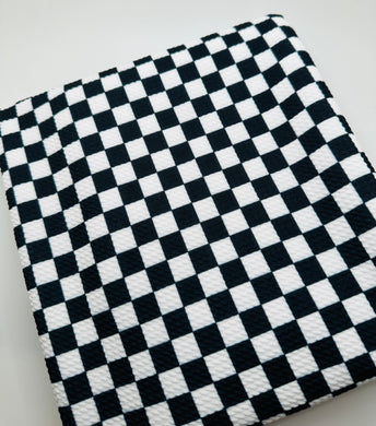 Ready to Ship Bullet fabric Black & White Checkered Plaid Shapes makes great bows, head wraps, bummies, and more.