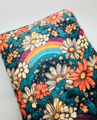 Ready to Ship Minky Groovy Rainbow Fall Floral makes great blankets, towels, and more.