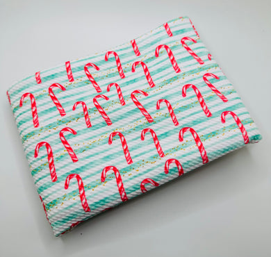 Pre-Order Green Stiped Candy Cane Christmas Bullet, DBP, Rib Knit, Cotton Lycra + other fabrics