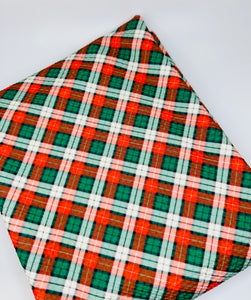 Ready To Ship Bullet knit fabric Christmas Tartan Shapes makes great bows, head wraps,  bummies, and more.