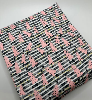 Ready to Ship DBP Fabric Striped Pink Christmas Trees makes great bows, head wraps, bummies, and more.