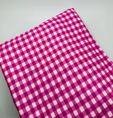 Ready to Ship French Terry Fucshia and White Gingham Plaid Shapes makes great bows, head wraps, bummies, and more.