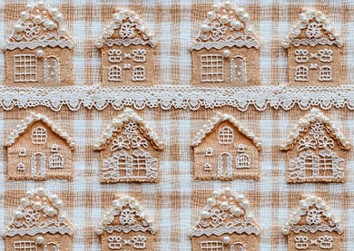 Gingerbread Village w/Faux Pearls Bullet, DBP, Rib Knit + other fabrics