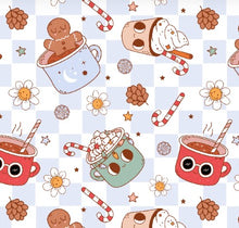 Load image into Gallery viewer, Made to Order Groovy Christmas Hot Coco Bundle-Snow Blue, Blush, Cream &amp; Plaid Bullet, DBP, Rib Knit + other fabrics