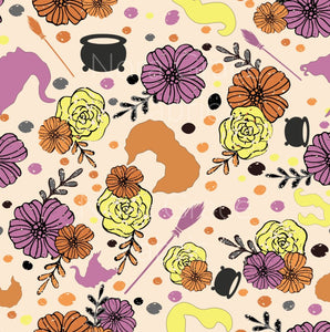 Pre-Order Floral Halloween Characters Bullet, DBP, Rib Knit, Cotton Lycra + other fabrics