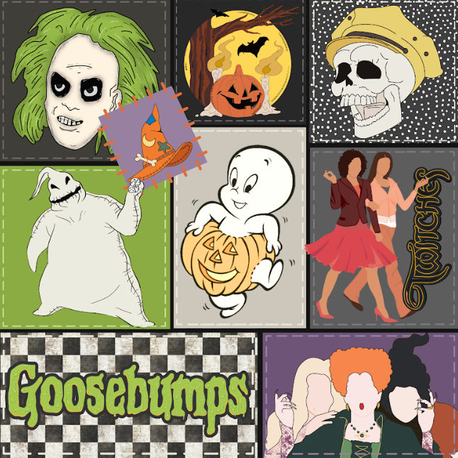 Spooky Halloween Gang Patchwork Bullet, DBP, Rib Knit, Velvet, Cotton Like Knits + other fabrics