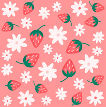 Load image into Gallery viewer, Ready to Ship Bullet fabric Daisy &amp; Strawberry Floral Food makes great bows, head wraps, bummies, and more.