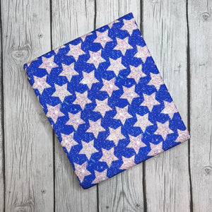 Ready to Ship Bullet fabric Fourth of July Stars Faux Glitter Shapes makes great bows, head wraps, bummies, and more.
