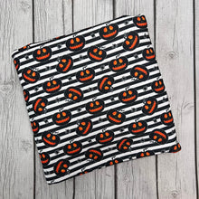 Load image into Gallery viewer, Ready to Ship Bullet fabric Striped Halloween Pumpkins Shapes makes great bows, head wraps, bummies, and more.