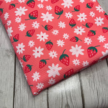 Load image into Gallery viewer, Ready to Ship Bullet fabric Daisy &amp; Strawberry Floral Food makes great bows, head wraps, bummies, and more.