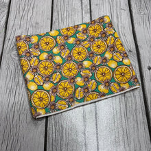 Load image into Gallery viewer, Pre-Cut Bullet Fabric Strips Vintage Lemons for headwraps, bows on nylons or clips 5.5-6x60