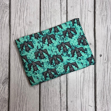 Ready to Ship Bullet fabric Turquoise Thunderbird Leopard Animal Western makes great bows, head wraps, bummies, and more.