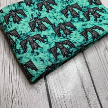 Load image into Gallery viewer, Ready to Ship Bullet fabric Turquoise Thunderbird Leopard Animal Western makes great bows, head wraps, bummies, and more.