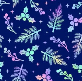 Iridescent Christmas Holly Floral Bullet, DBP, Rib Knit, Velvet, Cotton Like Knits + other fabrics