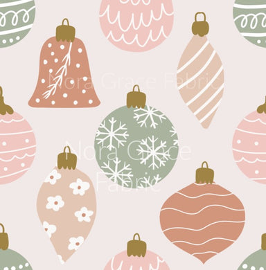 Pre-Order Pastel Christmas Ornaments Bullet, DBP, Rib Knit, Cotton Lycra + other fabrics