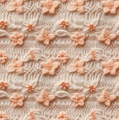 Made to Order Peachy Embroidery Sweater Floral Faux Sweater Knit 3D Look Bullet, DBP, Rib Knit, Cotton Lycra + other fabrics