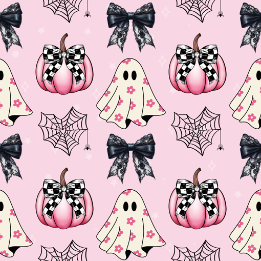 Pink Halloween Pumpkin & Ghost Coquette Bullet, DBP, Rib Knit, Velvet, Cotton Like Knits + other fabrics