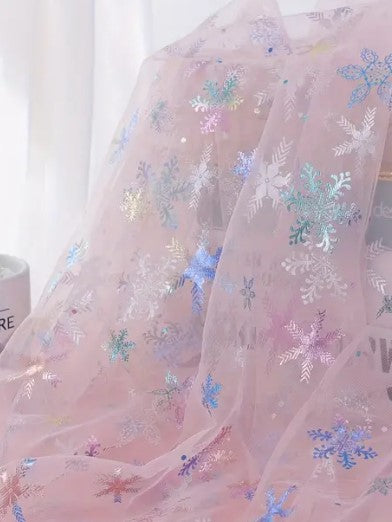 Ready to Ship Tulle Snowflake Design in Baby Pink, Red, White and Blue makes great bows, head wraps, bummies, and more.