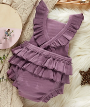 Load image into Gallery viewer, Purple Ruffle Romper