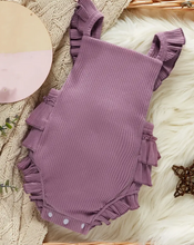 Load image into Gallery viewer, Purple Ruffle Romper