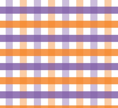 Made to Order Purple & Orange Halloween Gingham Plaid Shapes Bullet, DBP, Rib Knit + other fabrics