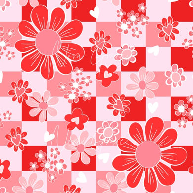 Pre-Order Retro Floral Plaid Valentine Heart Floral Shapes Bullet, DBP, Rib Knit, Cotton Lycra + other fabrics