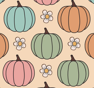 Made to Order Retro Fall Pumpkin Floral Daisies Bullet, DBP, Rib Knit + other fabrics