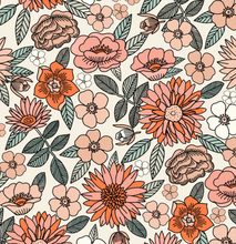 Load image into Gallery viewer, Ready to Ship Bullet fabric Vintage Boho Fall Floral makes great bows, head wraps, bummies, and more.