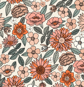 Ready to Ship Bullet fabric Vintage Boho Fall Floral makes great bows, head wraps, bummies, and more.