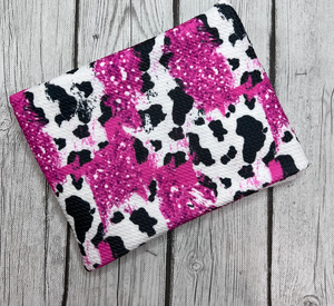 Ready to Ship Bullet fabric Pink Faux Glitter Cow Animals Western makes great bows, head wraps, bummies, and more.