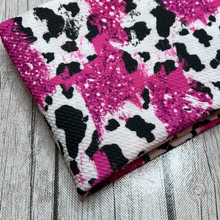 Load image into Gallery viewer, Ready to Ship Bullet fabric Pink Faux Glitter Cow Animals Western makes great bows, head wraps, bummies, and more.