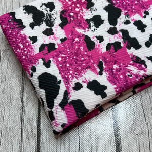 Ready to Ship Bullet fabric Pink Faux Glitter Cow Animals Western makes great bows, head wraps, bummies, and more.