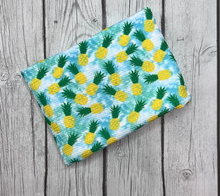 Load image into Gallery viewer, Ready to Ship Bullet fabric Sky Pineapples Food Paint Splat makes great bows, head wraps, bummies, and more.