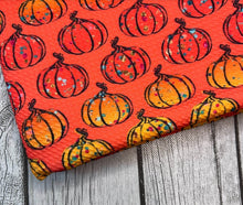 Load image into Gallery viewer, Ready to Ship Bullet Orange w/faux Glitter Specs Pumpkin Fall Food makes great bows, head wraps, bummies, and more.