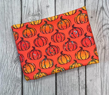 Load image into Gallery viewer, Ready to Ship Bullet Orange w/faux Glitter Specs Pumpkin Fall Food makes great bows, head wraps, bummies, and more.