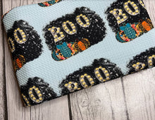 Load image into Gallery viewer, Ready to Ship Bullet fabric Fall Halloween Boo Pumpkins makes great bows, head wraps, bummies, and more.