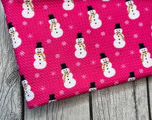 Load image into Gallery viewer, Ready to Ship Bullet Pink Snowman Christmas makes great bows, head wraps,  bummies, and more.