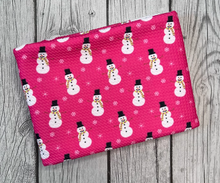 Load image into Gallery viewer, Ready to Ship Bullet Pink Snowman Christmas makes great bows, head wraps,  bummies, and more.