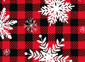 Ready to Ship DBP fabric Buffalo Plaid Snowflakes Christmas makes great bows, head wraps, bummies, and more.