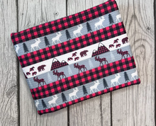 Load image into Gallery viewer, Ready to Ship Bullet Buffalo Plaid Winter Christmas Animals makes great bows, head wraps, bummies, and more.