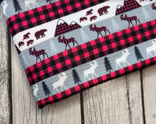 Load image into Gallery viewer, Ready to Ship Bullet Buffalo Plaid Winter Christmas Animals makes great bows, head wraps, bummies, and more.