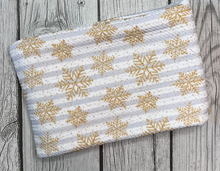 Load image into Gallery viewer, Ready to Ship Bullet Striped Christmas Snowflakes makes great bows, head wraps, bummies, and more.
